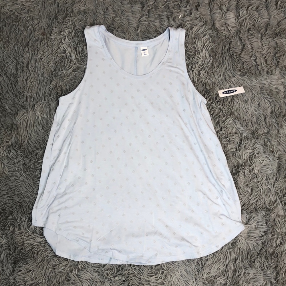 NEW Old Navy Light Blue Silver Flower Sleeveless Women’s Size Medium Top